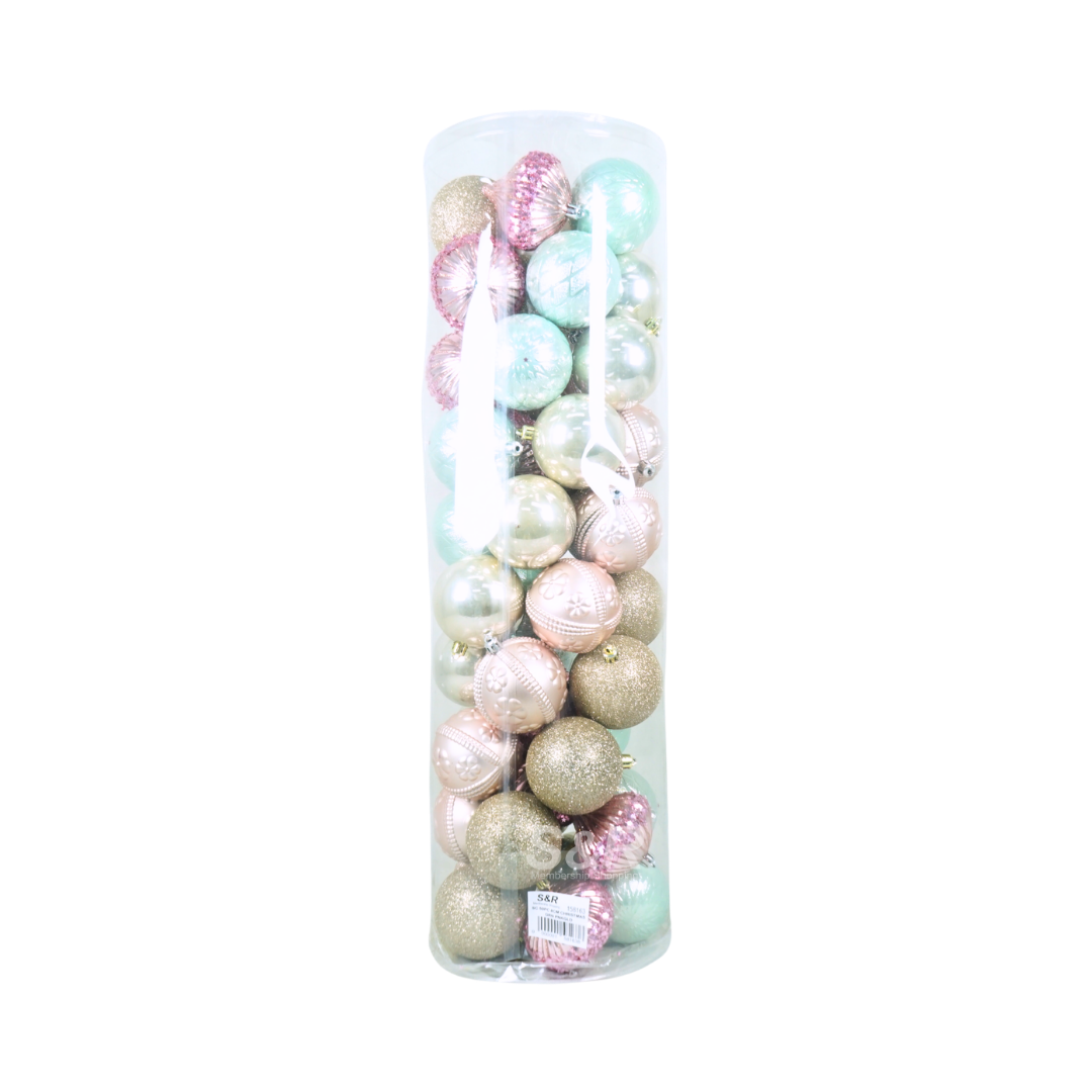 Simply Christmas 8cm Christmas Balls Green Pink Gold 50 Pieces